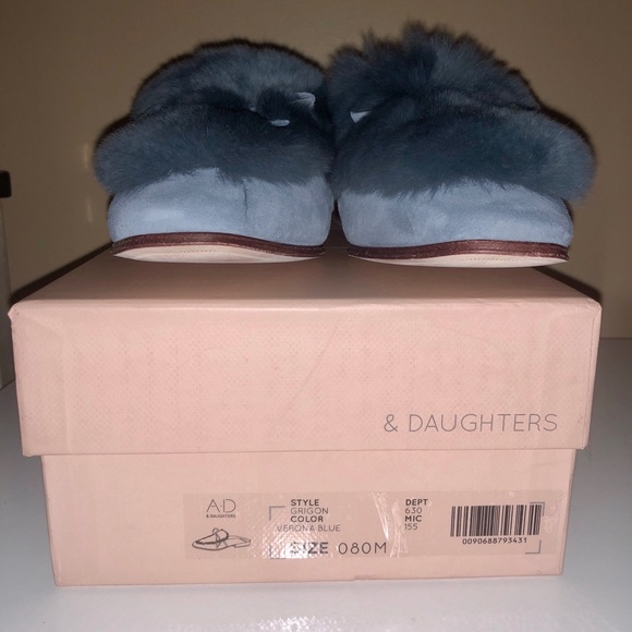 NWT A*D & DAUGHTERS ”Grigon” Suede & Real Fur Mules Slip Ons Shoes - Picture 5 of 9